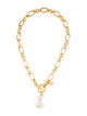 Ben-Amun Faux Pearl Chain Link Short Pendant Necklace