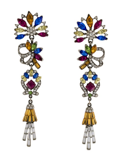 Ben-Amun Multicolor Crystal Drop Statement Clip On Earrings