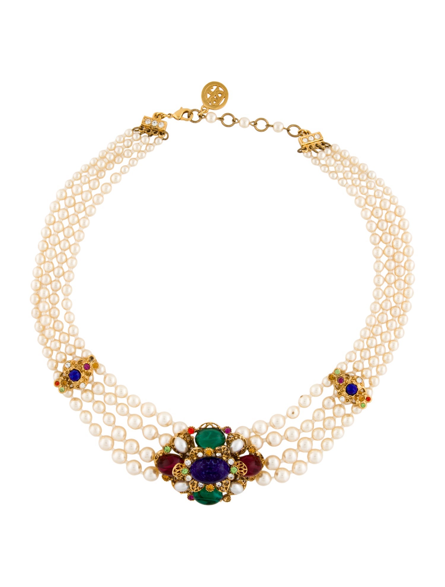Ben-Amun Faux Pearl, Resin & Crystal Multistrand Necklace