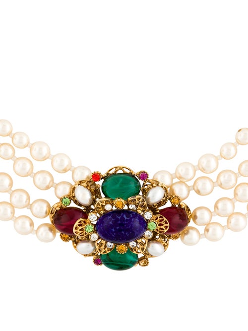 Ben-Amun Faux Pearl, Resin & Crystal Multistrand Necklace
