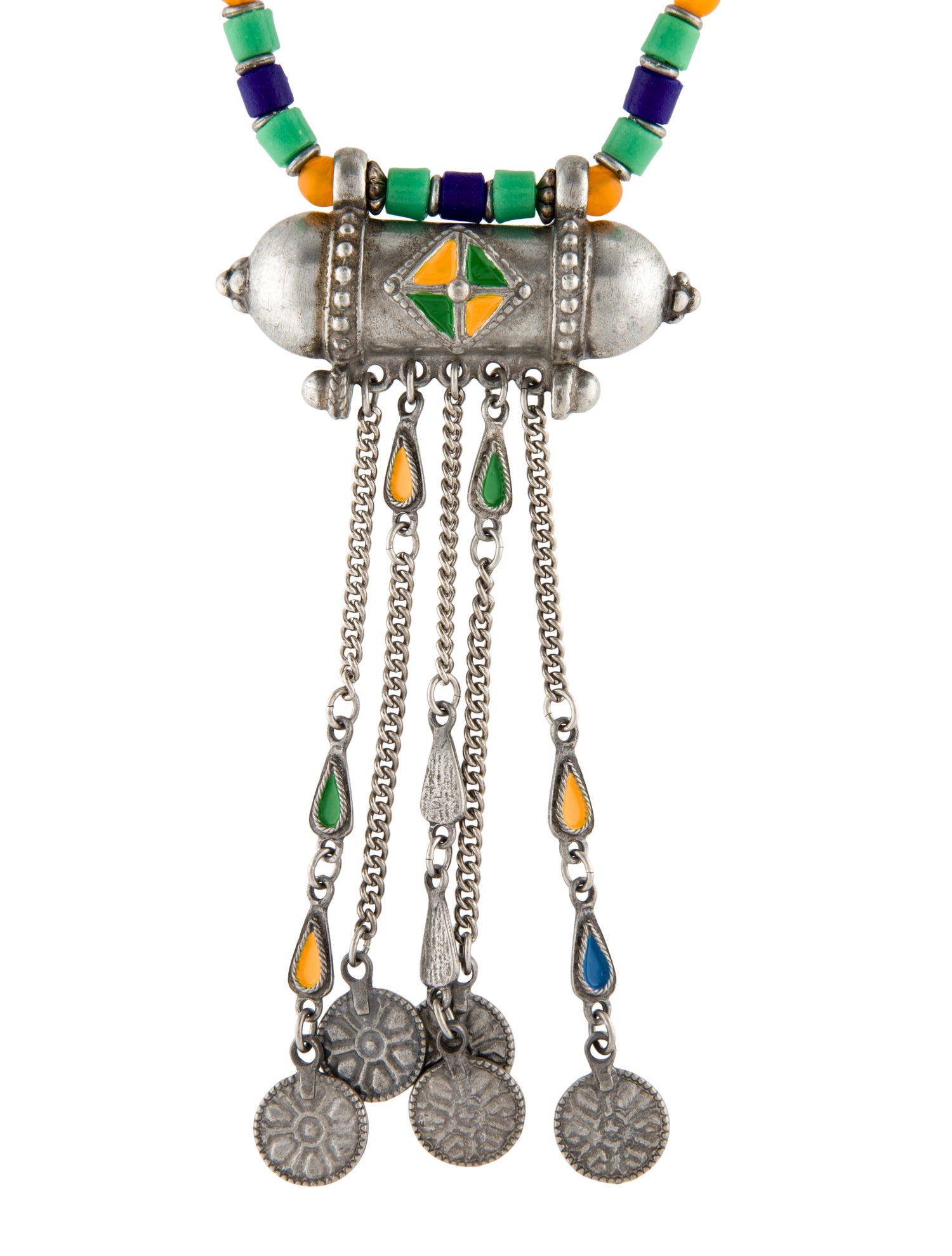 Ben-Amun Enamel, Thread & Bead Collar Necklace
