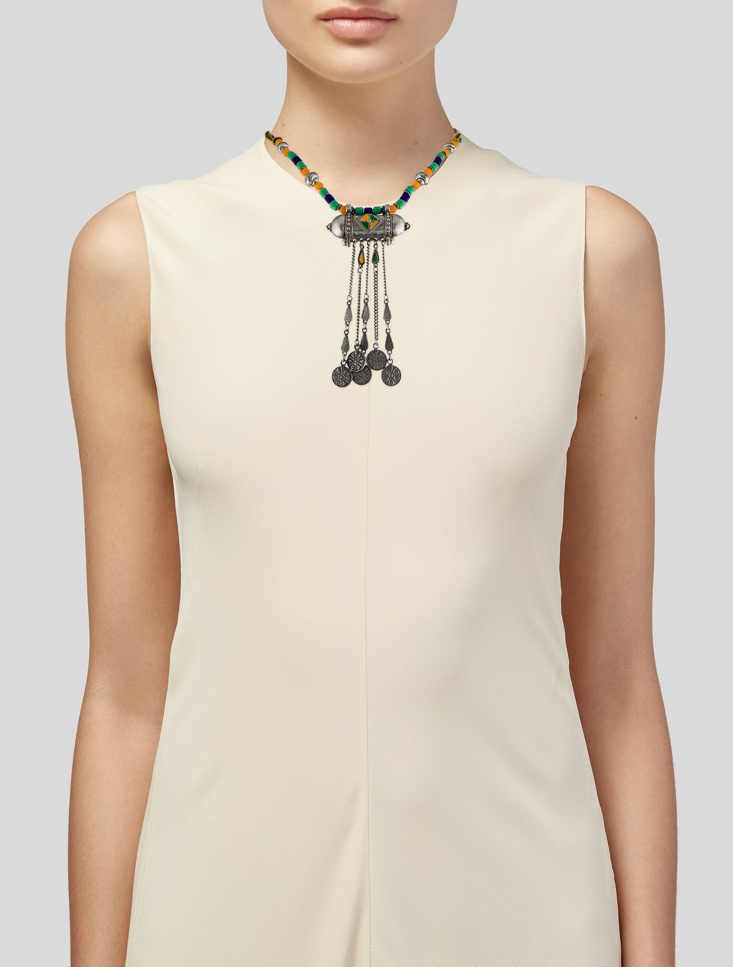 Ben-Amun Enamel, Thread & Bead Collar Necklace