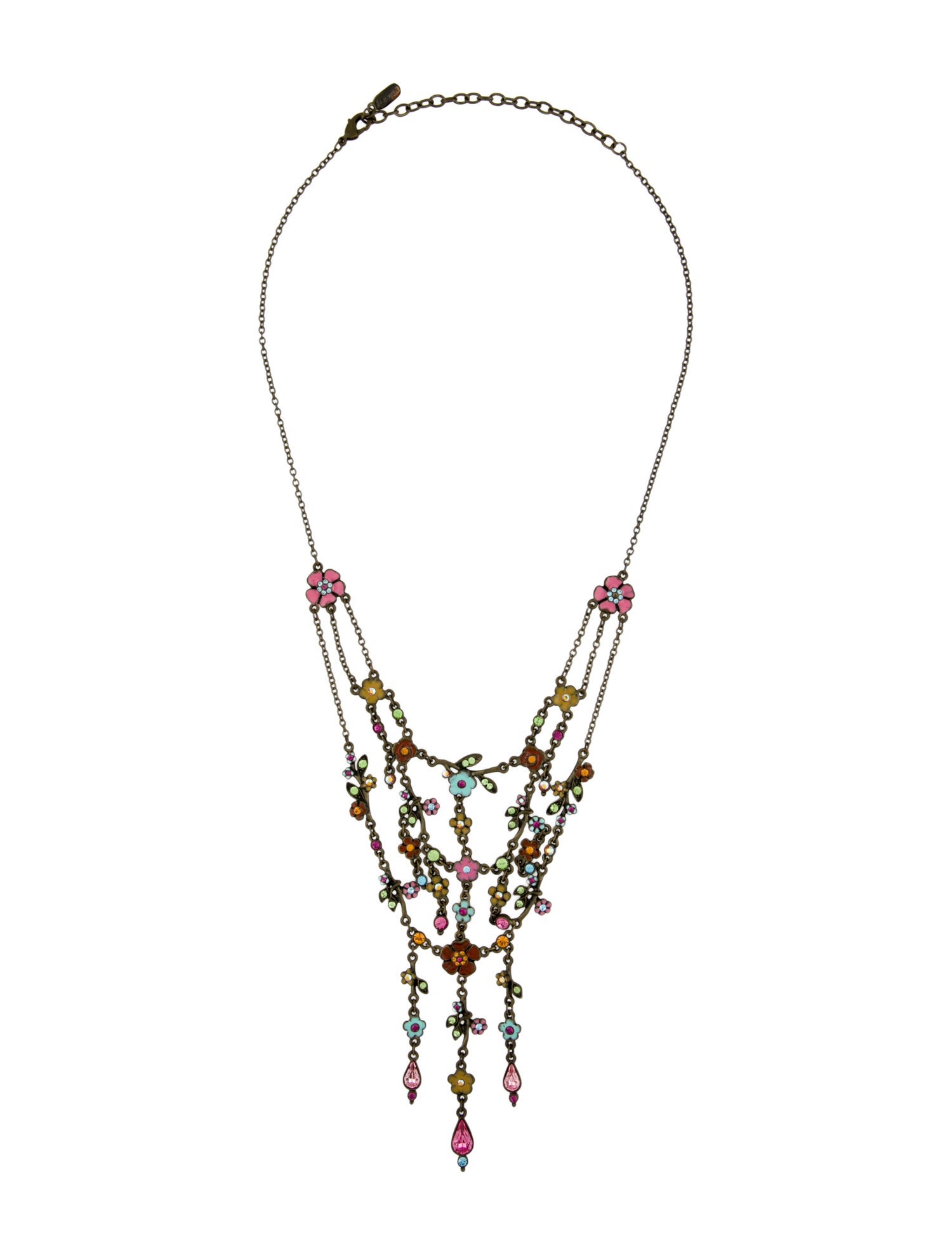 Ben-Amun Crystal & Enamel Flower Collar Necklace