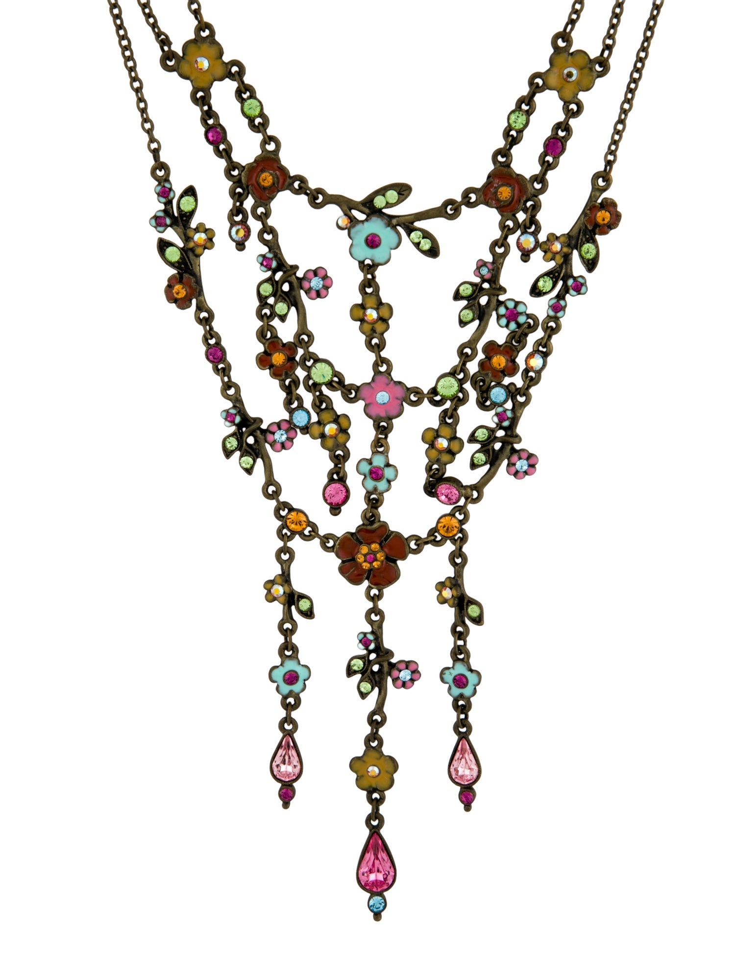 Ben-Amun Crystal & Enamel Flower Collar Necklace