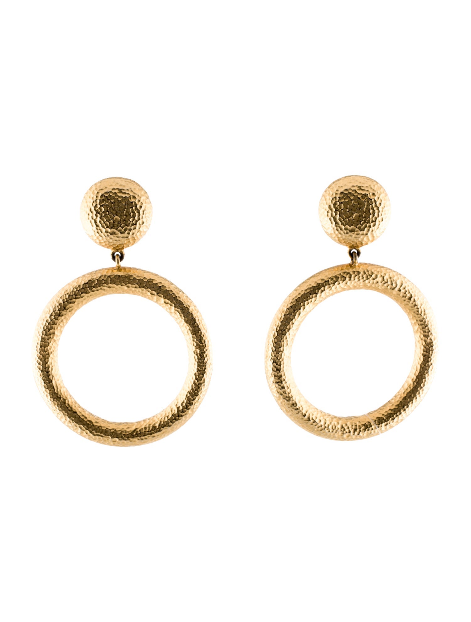 Ben-Amun Hammered Hoop Drop Clip-On Earrings