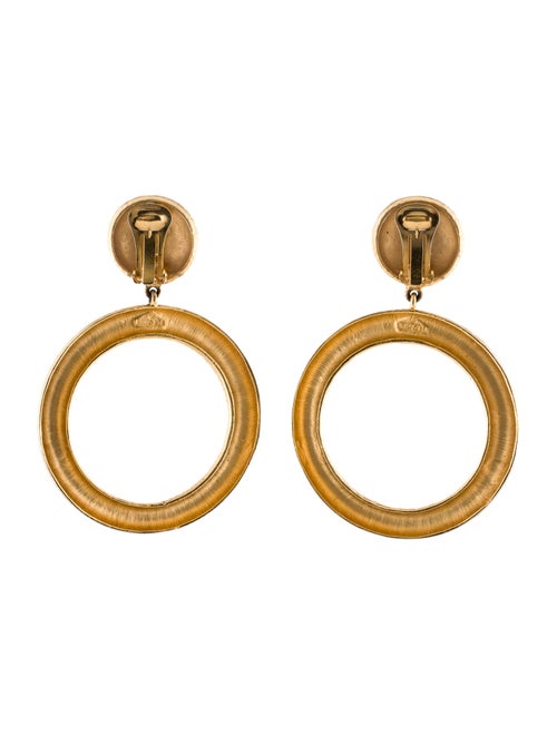 Ben-Amun Hammered Hoop Drop Clip-On Earrings