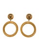 Ben-Amun Hammered Hoop Drop Clip-On Earrings