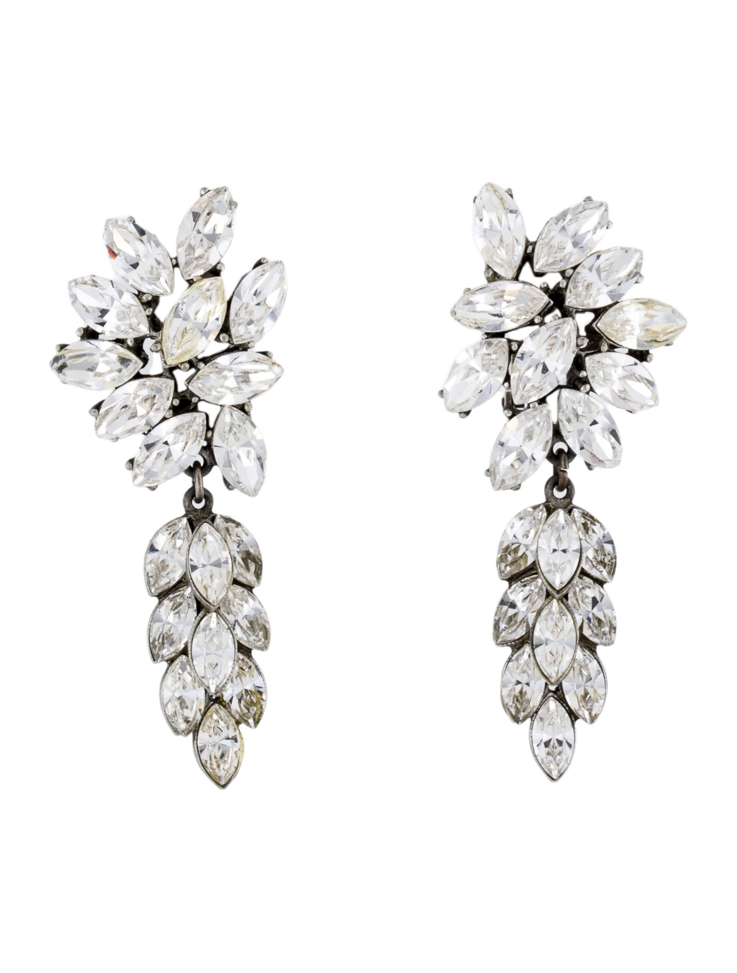 Ben-Amun Crystal Cluster Drop Clip On Earrings