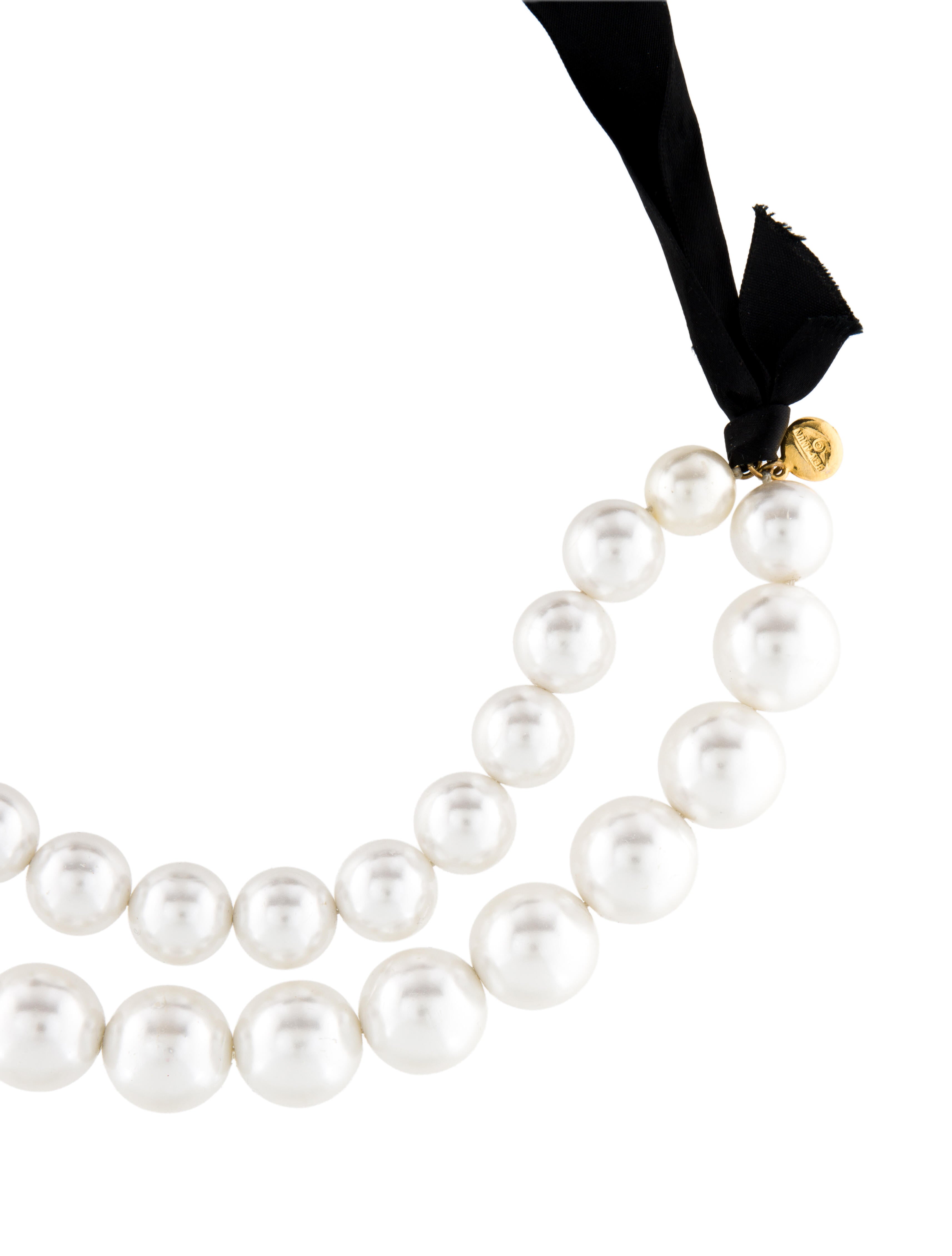 Ben-Amun Faux Pearl & Ribbon Collar Necklace