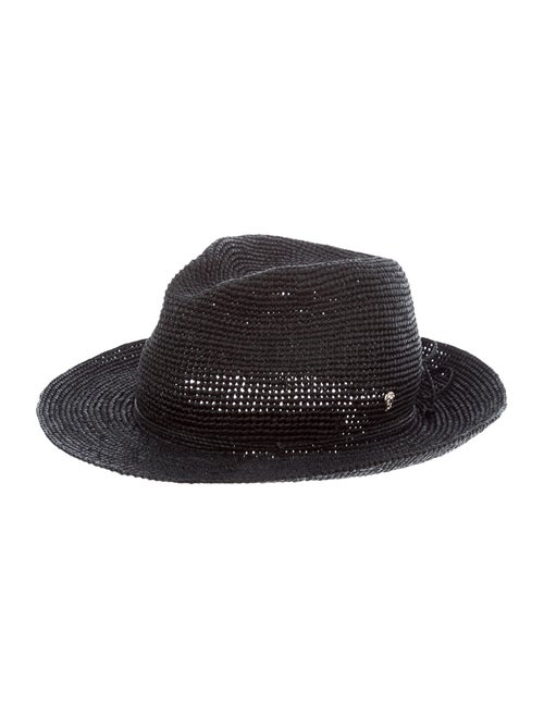 Helen Kaminski Raffia Fedora Hat Black
