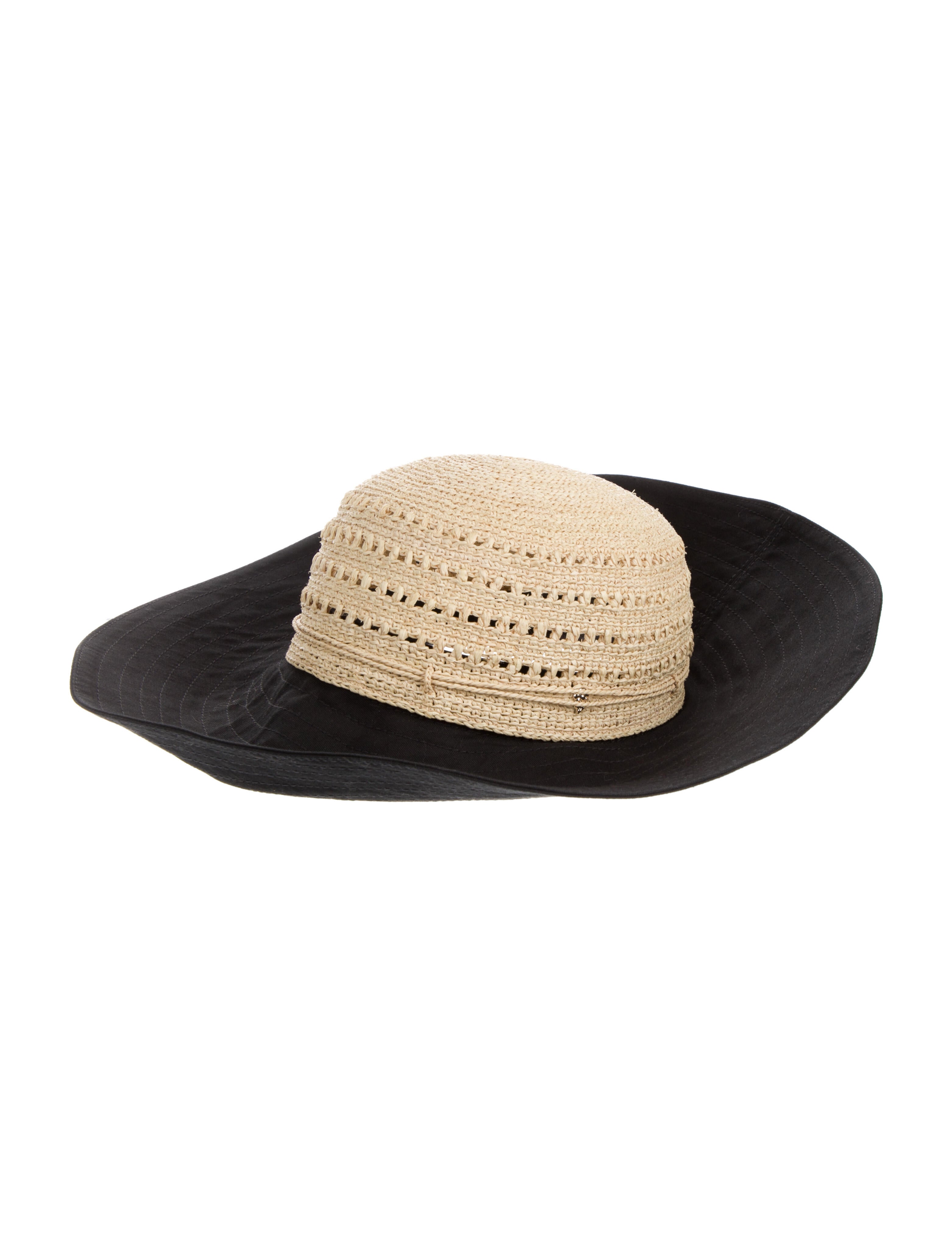 Helen Kaminski Raffia Brimmed Fedora Black Hats, Accessories