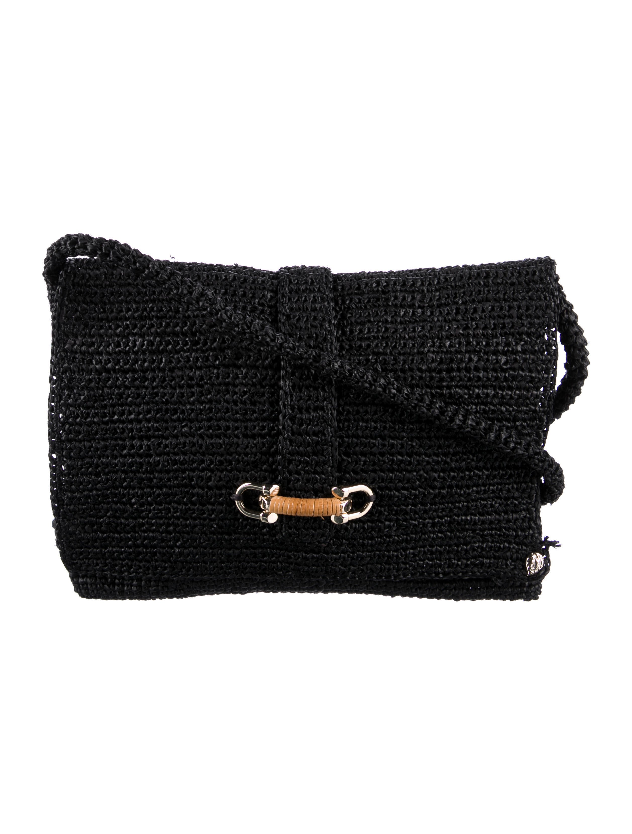 Helen Kaminski Raffia Mini Crossbody Bag Black Crossbody Bags