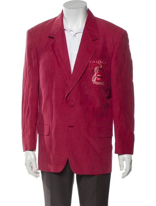 Iceberg Linen Embroidered Accent Sport Coat Red