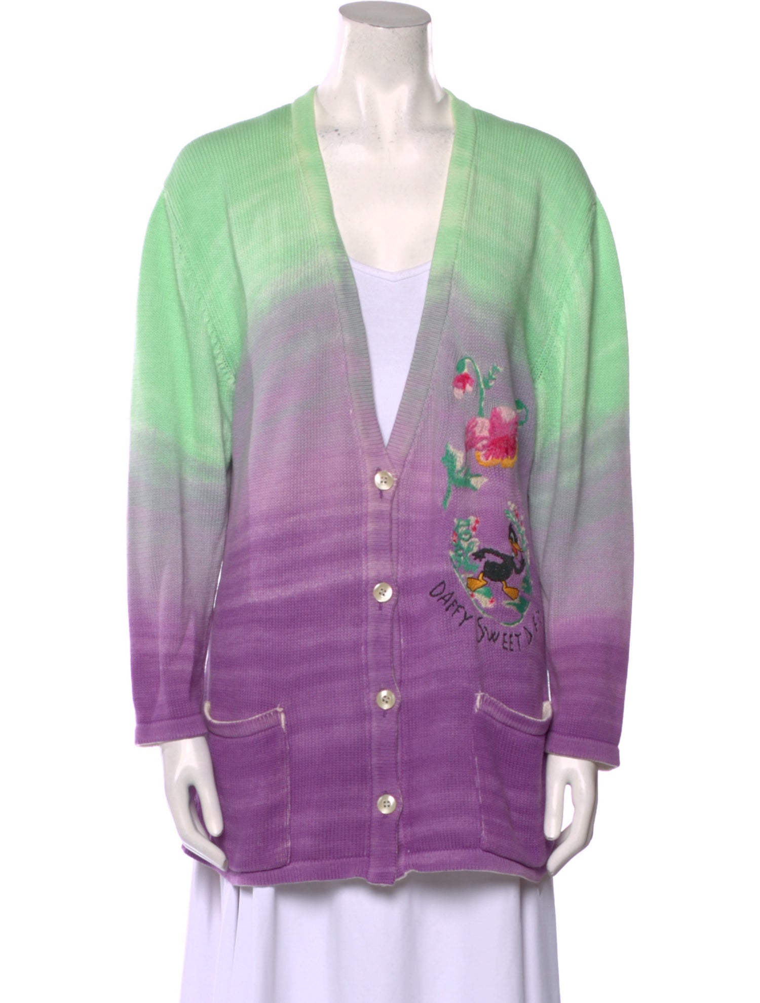 Iceberg Tie-Dye Print V-Neck Sweater