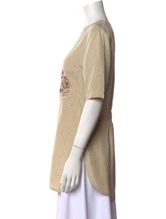 Iceberg V-Neck Short Sleeve Button-Up Top