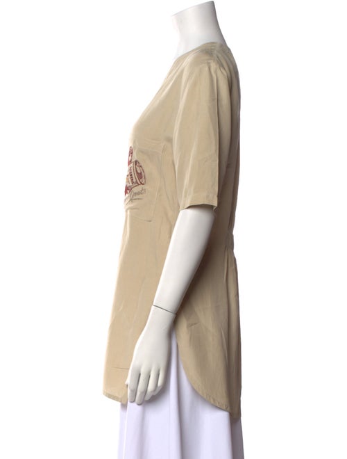 Iceberg V-Neck Short Sleeve Button-Up Top