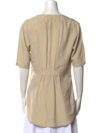 Iceberg V-Neck Short Sleeve Button-Up Top