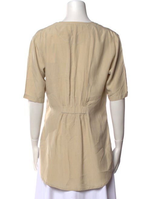 Iceberg V-Neck Short Sleeve Button-Up Top