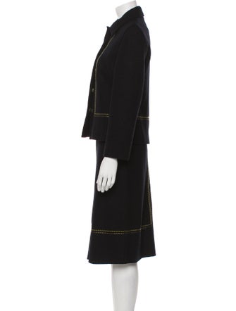 Iceberg Wool Whipstitch Trim Skirt Suit