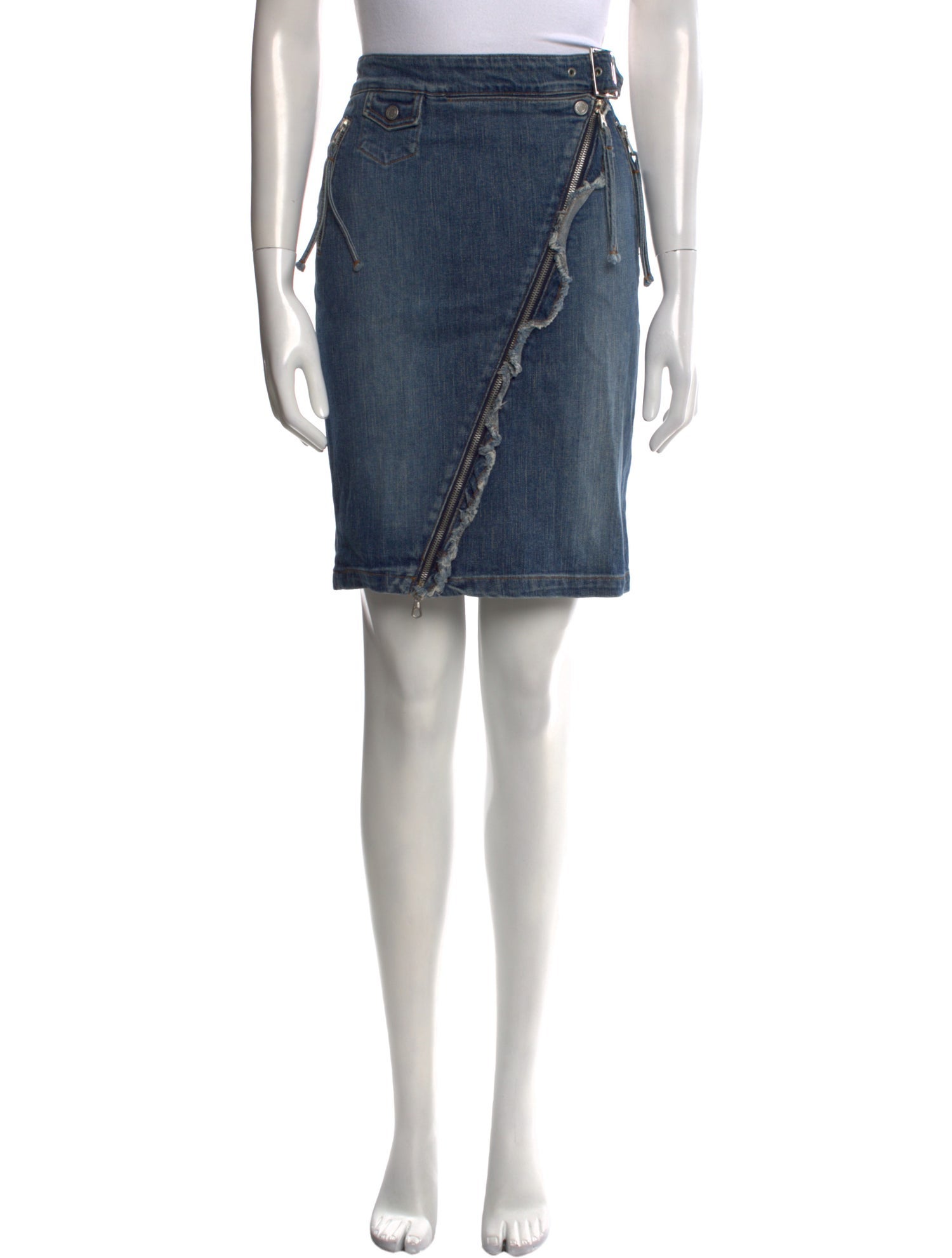 Iceberg Distressed Accents Knee-Length Skirt