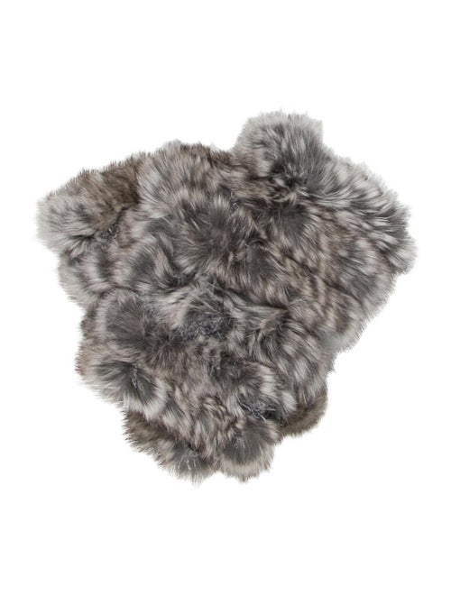 Jocelyn Rabbit Fur Fingerless Gloves Grey