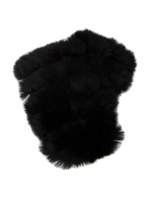 Jocelyn Rabbit Fur Fingerless Gloves Black