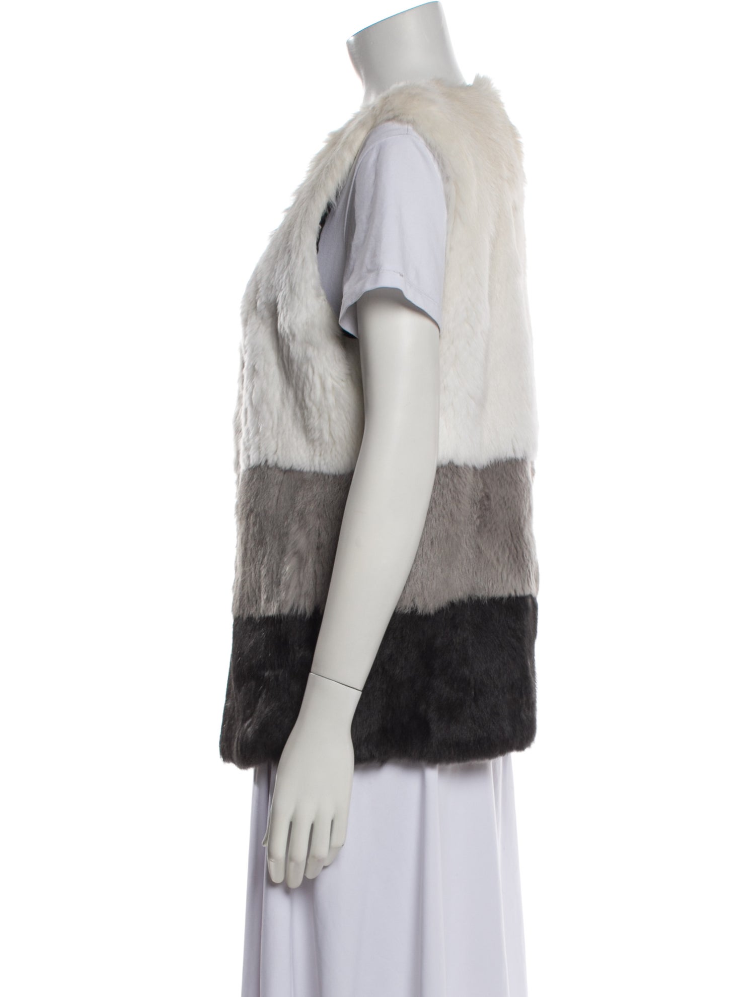 Jocelyn Fur Colorblock Pattern Vest