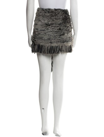 Jocelyn Fur Trim Knee-Length Skirt