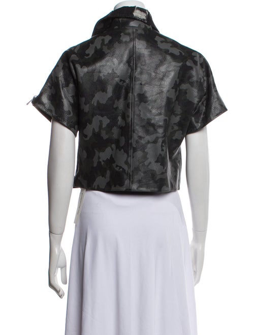 Jocelyn Leather Camouflage Print Jacket