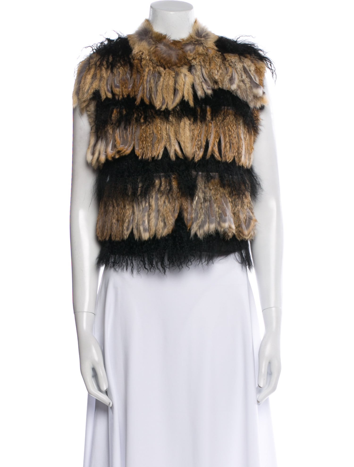 Jocelyn Fur Colorblock Pattern Fur Jacket