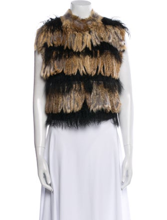 Jocelyn Fur Colorblock Pattern Fur Jacket