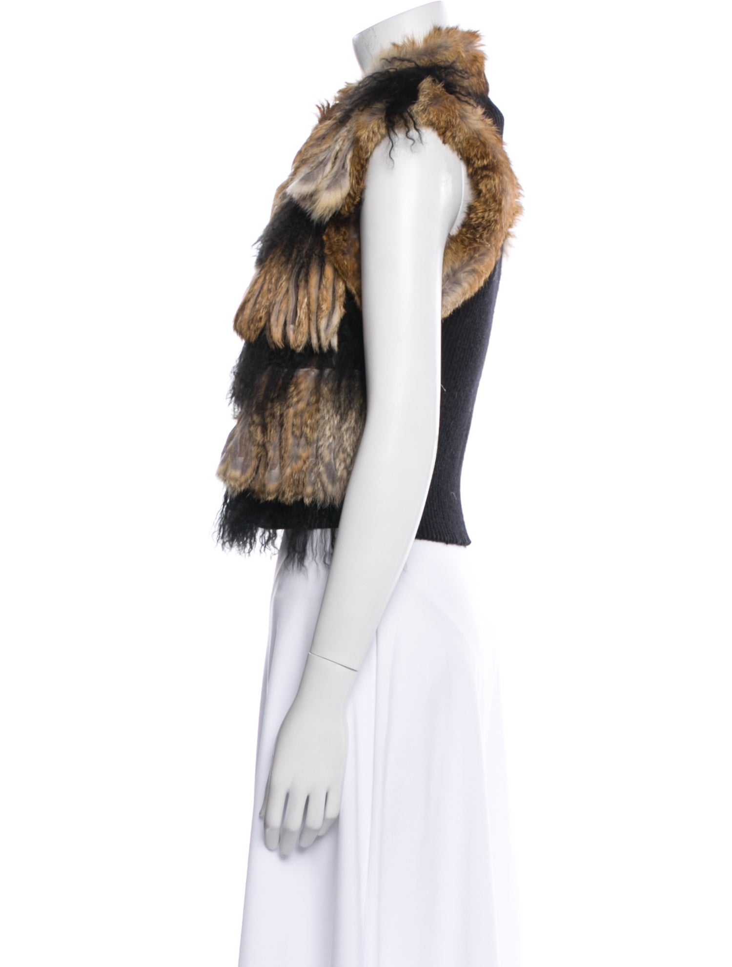 Jocelyn Fur Colorblock Pattern Fur Jacket