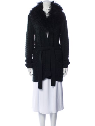 Jocelyn Lamb Fur V-Neck Sweater