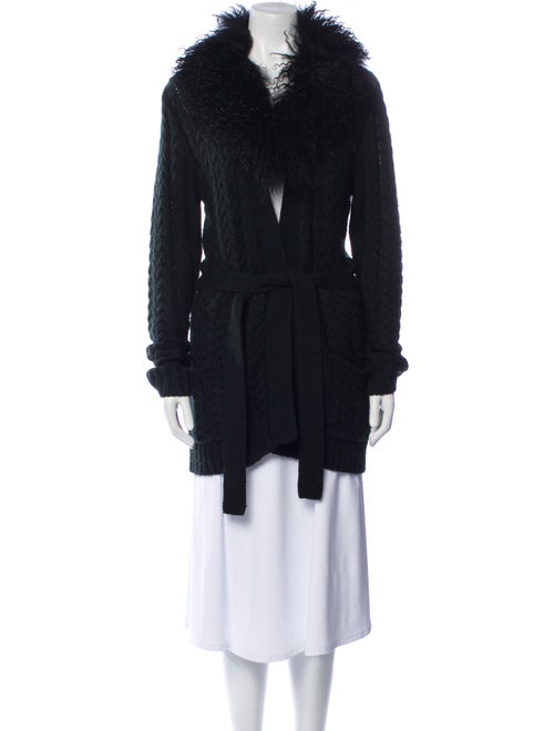 Jocelyn Lamb Fur V-Neck Sweater