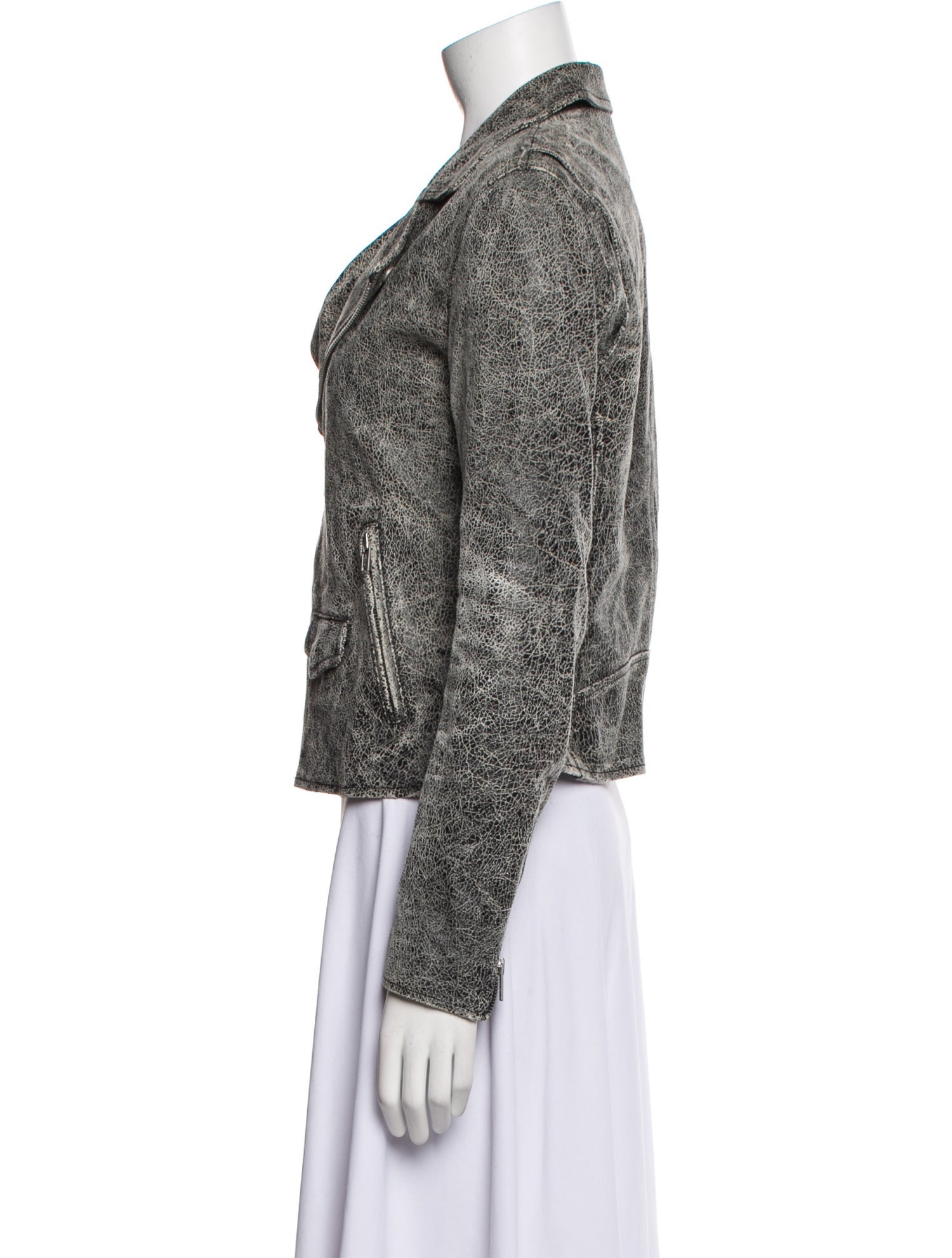 June Leather Tweed Pattern Blazer