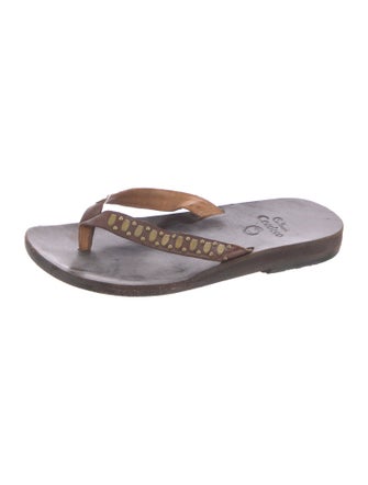 Calleen Cordero Leather Studded Flip Flops
