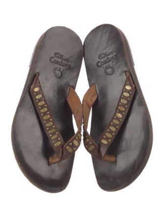 Calleen Cordero Leather Studded Flip Flops
