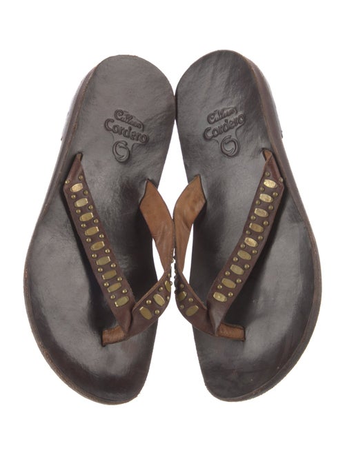 Calleen Cordero Leather Studded Flip Flops