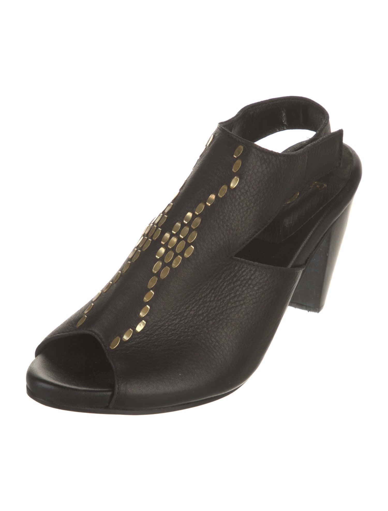 Calleen Cordero Leather Studded Accents Slingback Sandals