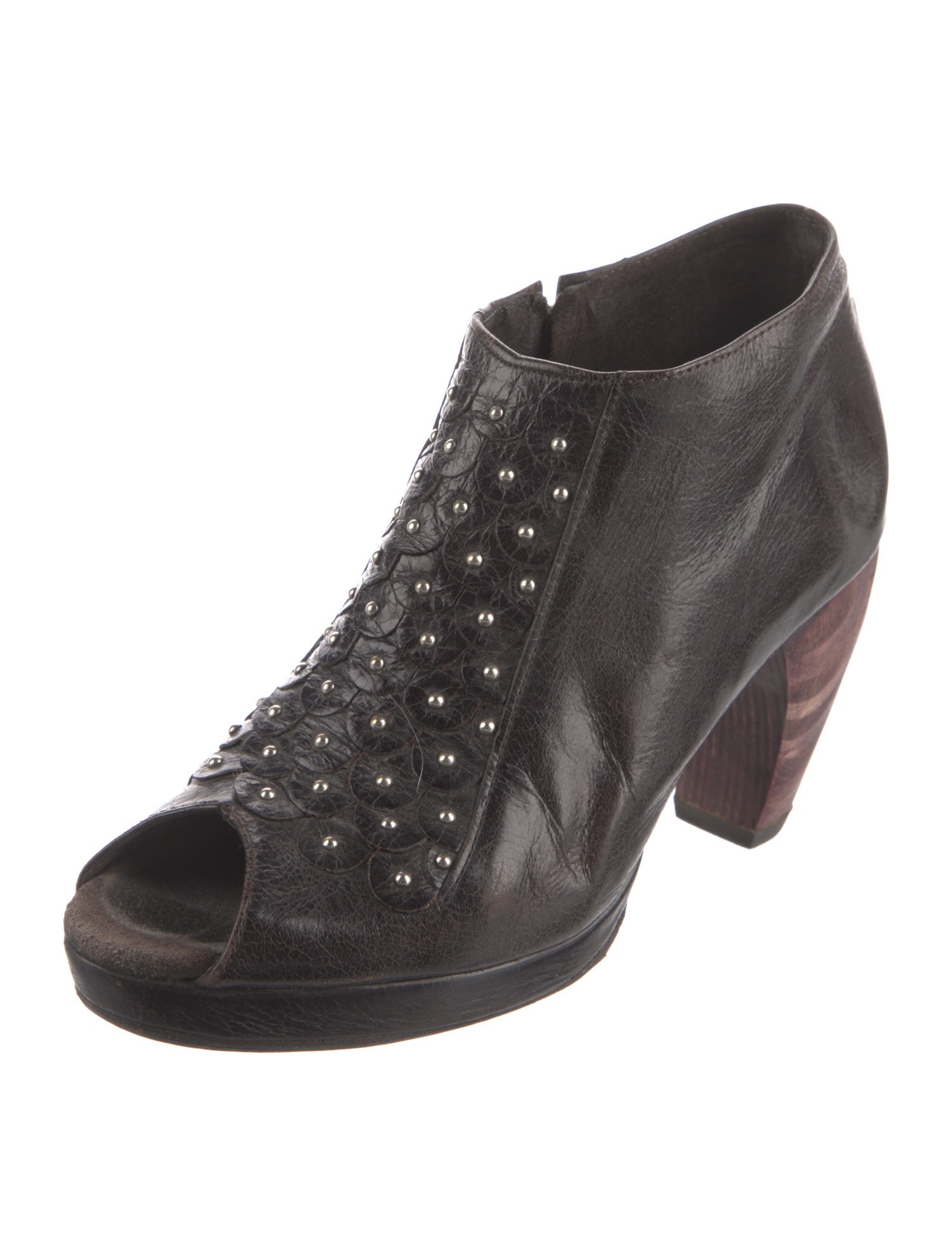 Calleen Cordero Leather Animal Print Lace-Up Boots