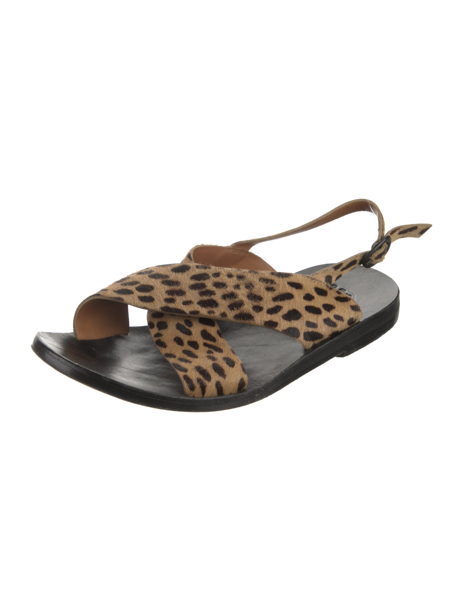 Calleen Cordero Ponyhair Animal Print Slingback Sandals