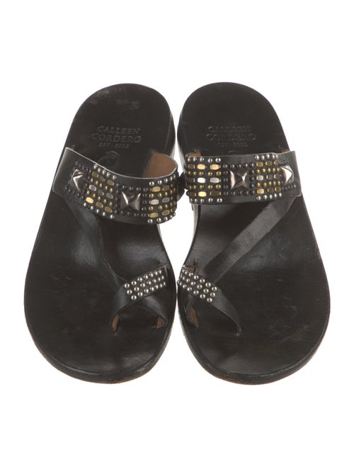 Calleen Cordero Rockstud Accents Leather Slides