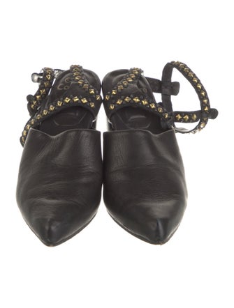 Calleen Cordero Leather Studded Accents Slingback Pumps