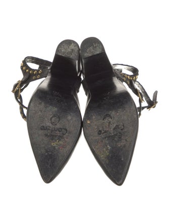 Calleen Cordero Leather Studded Accents Slingback Pumps