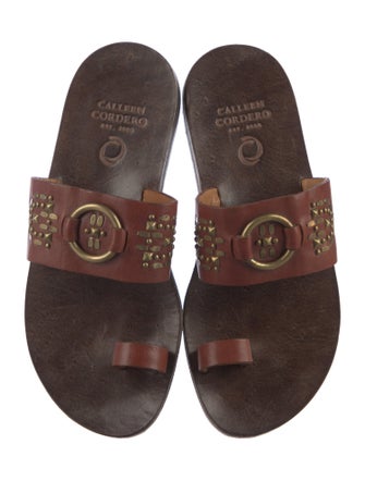 Calleen Cordero Leather Studded Accents Slides
