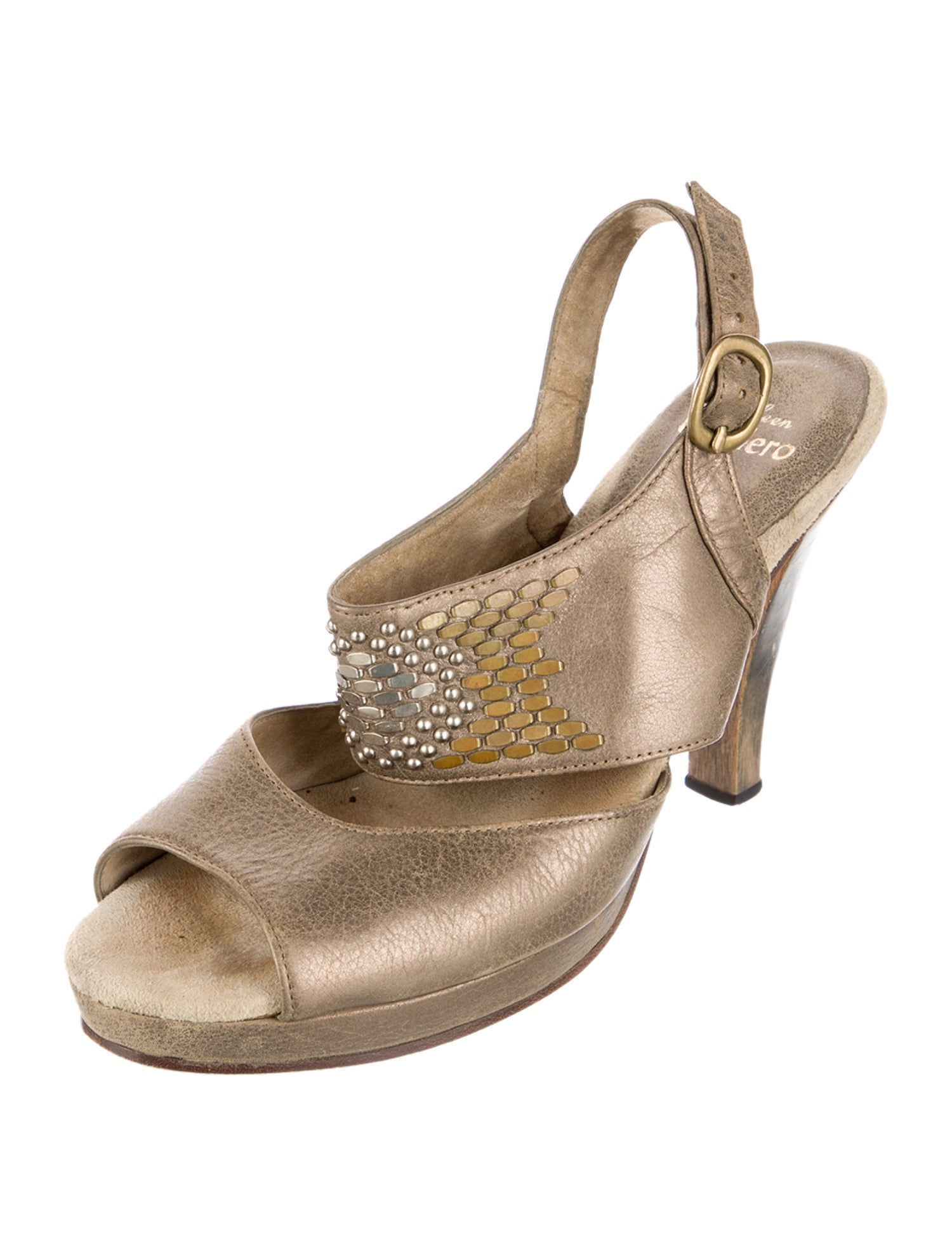 Calleen Cordero Leather Animal Print Slingback Pumps