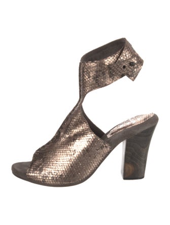 Calleen Cordero Embossed Leather T-Strap Sandals