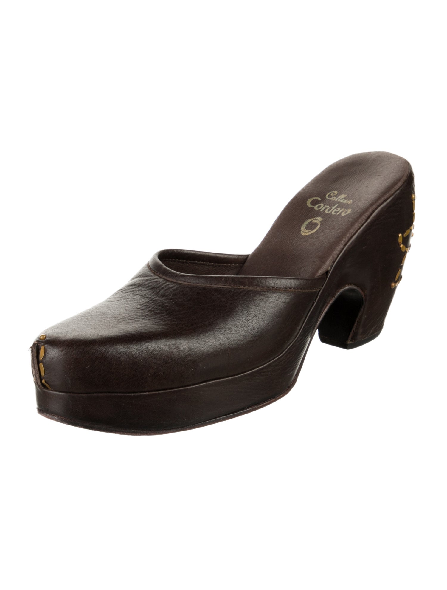 Calleen Cordero Leather Studded Accents Mules