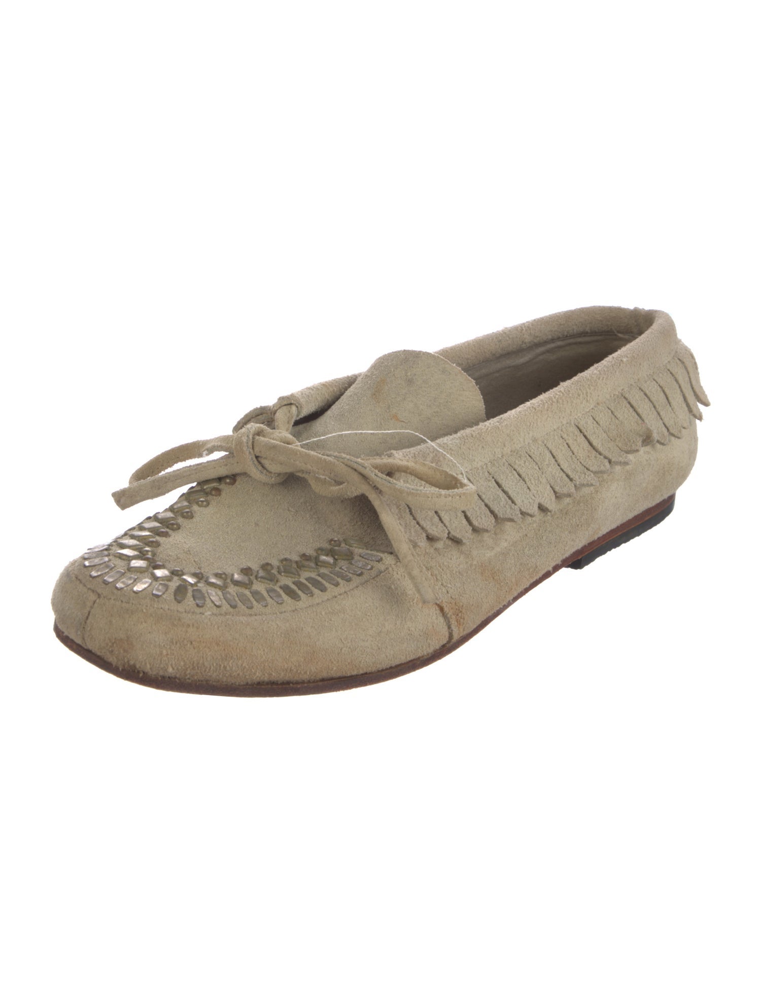 Calleen Cordero Suede Fringe Trim Accent Moccasins