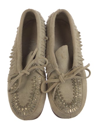 Calleen Cordero Suede Fringe Trim Accent Moccasins